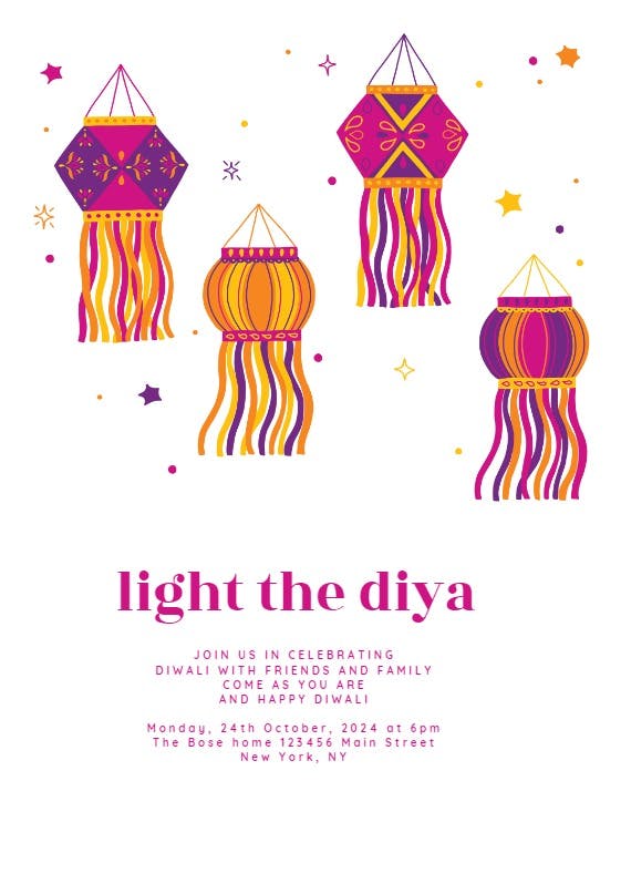 Light the diya -  invitacione para el festival de diwali