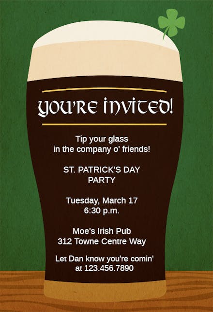 Lucky Stout - St. Patricks day Invitation