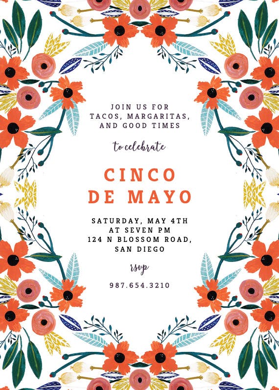 Mirrored flowers - cinco de mayo invitation
