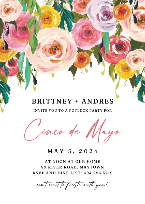 Multicolor roses - cinco de mayo invitation