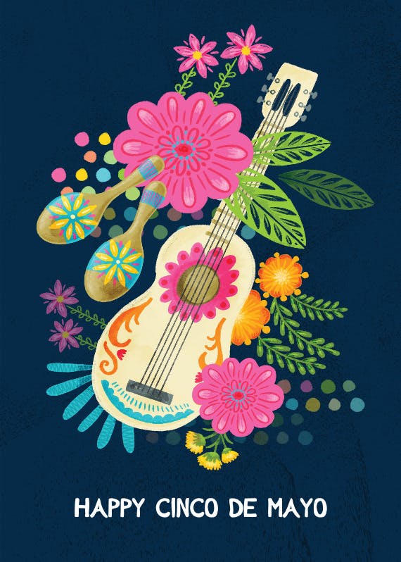 Music and flowers - holidays card