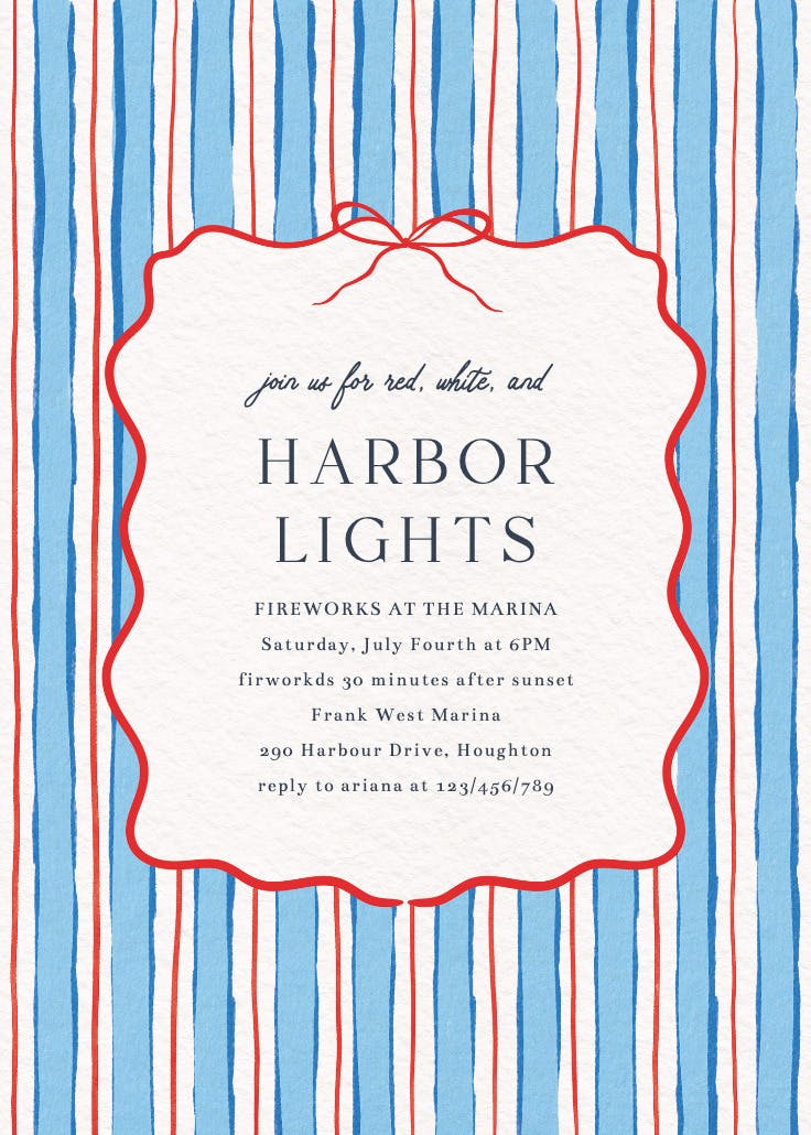 Nautical lines - 4th of july invitation
