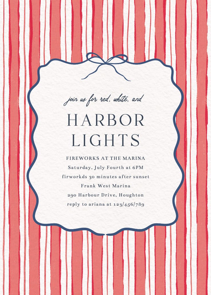 Nautical lines - invitación para el 4 de julio