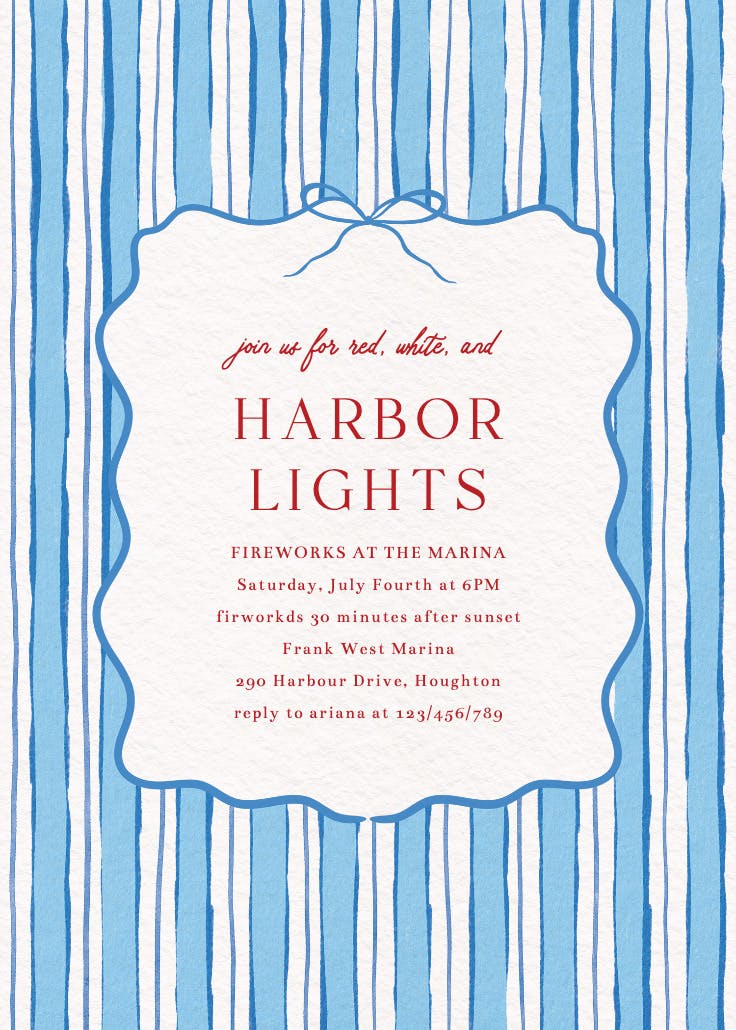 Nautical lines - invitación para el 4 de julio