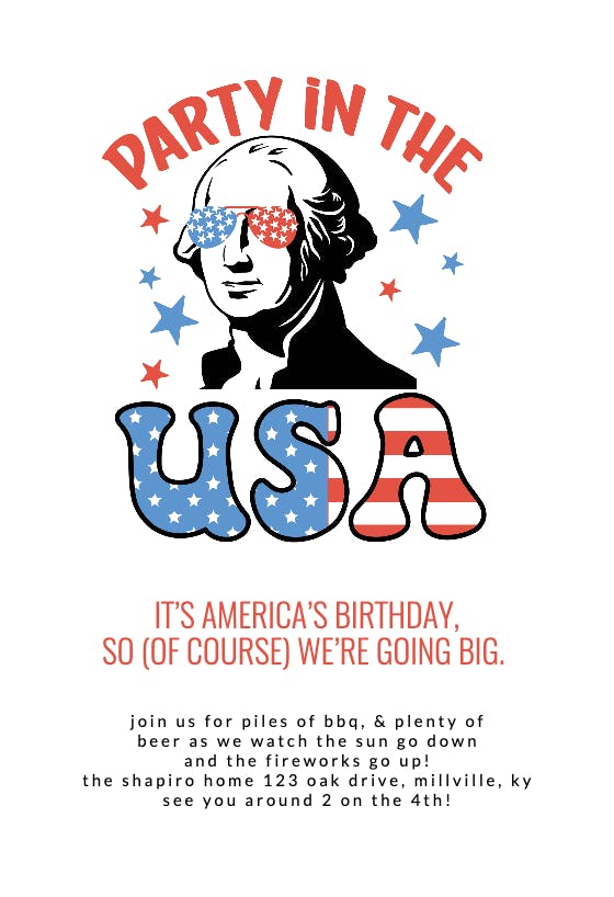 Party in the usa - 4th of july invitation