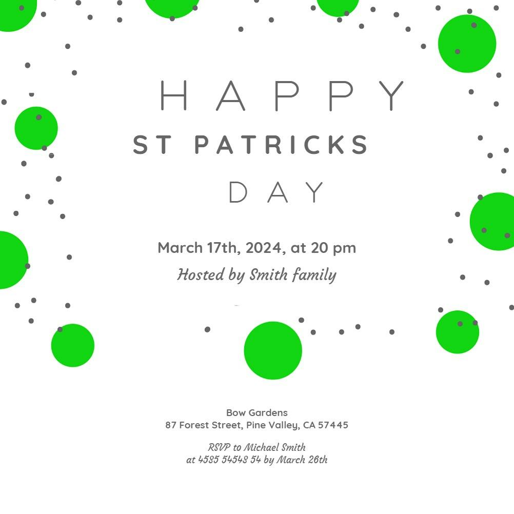 Patricks dots - st. patricks day invitation
