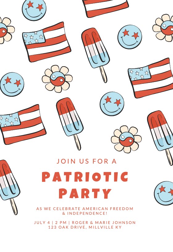 Patriotic party - invitación para el 4 de julio