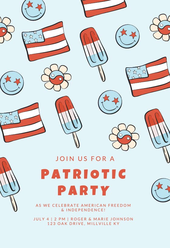 Patriotic party -  invitación para el 4 de julio