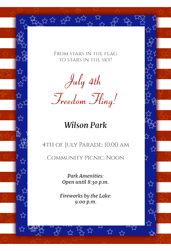 Customize Your Own Invite // Red White and Three // Memorial //  Labor Day //Patriotic // 4th of July //  Download Type And Print!