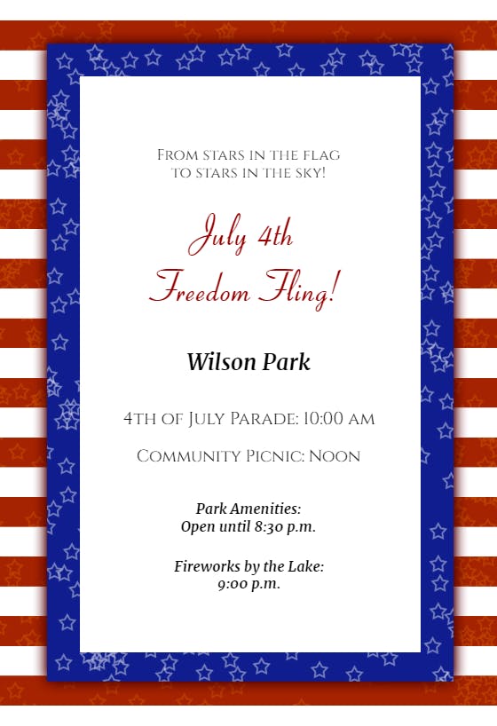 Patriotic - 4th of july invitation