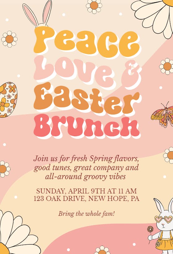 Peace and love - easter invitation