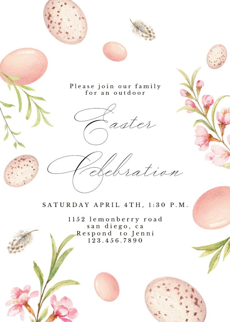 Pink eggs - easter invitation