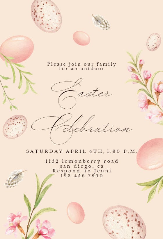 Pink eggs - easter invitation