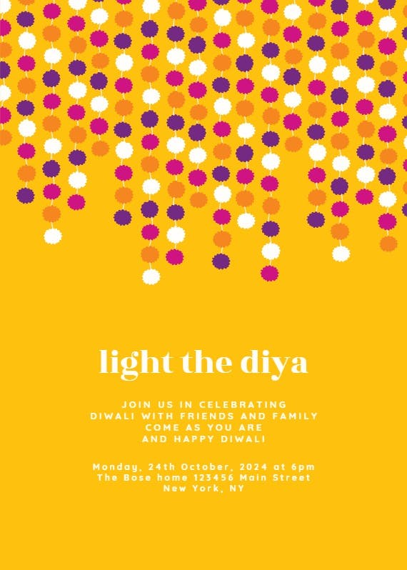 Pom pom -  invitacione para el festival de diwali