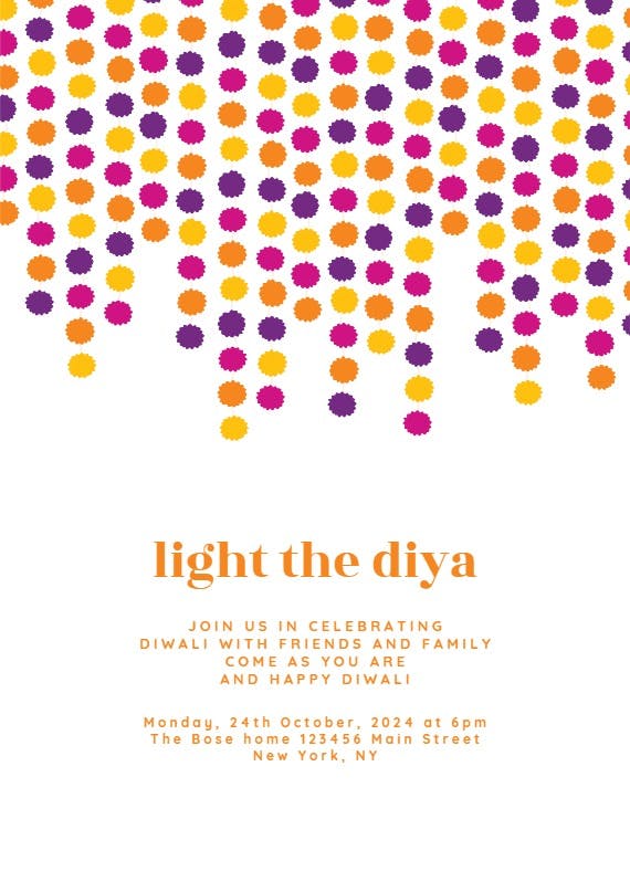 Pom pom - invitación para el festival de diwali
