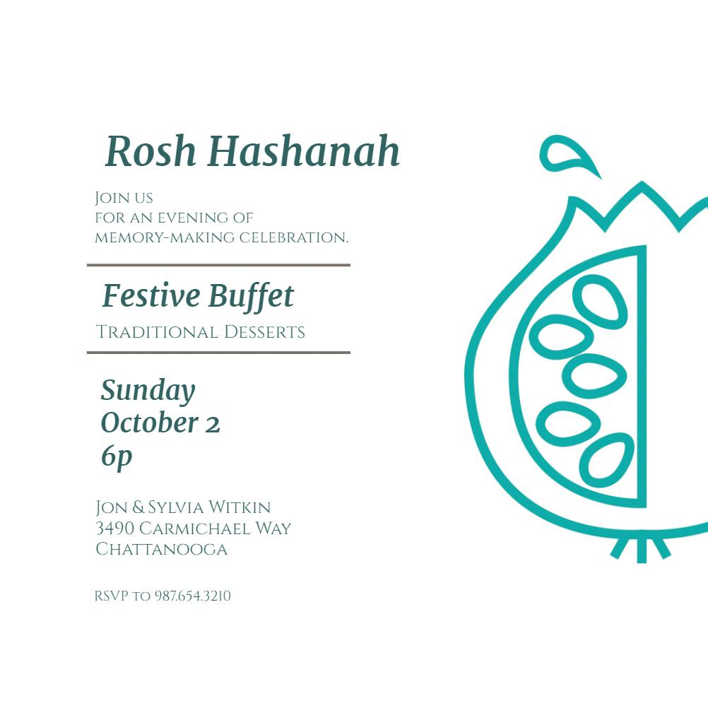 Pom symbol -  invitación para rosh hashanah