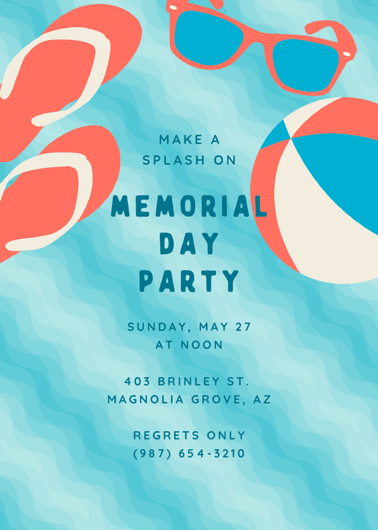 Pool & splash - memorial day invitation