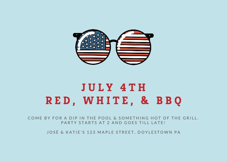 Red, white, and bbq -  invitación para día festivo