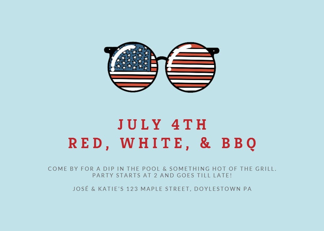 Red, white, and bbq - 4th of july invitation