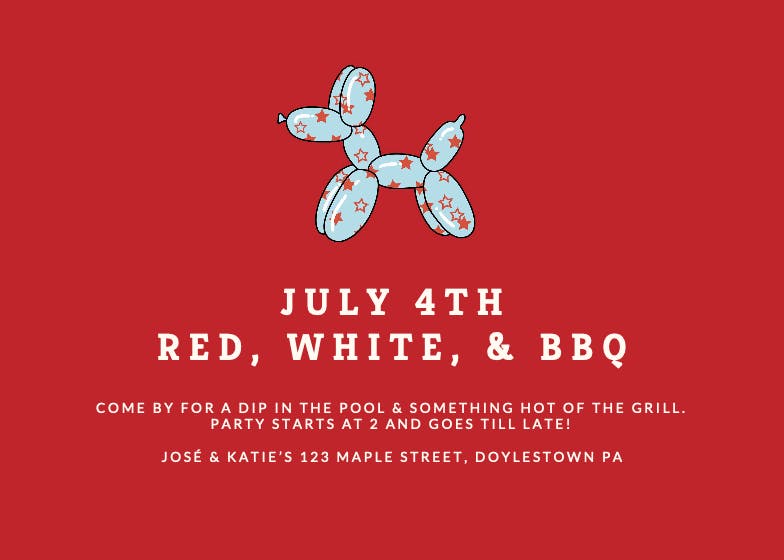 Red, white, and bbq -  invitación para el 4 de julio