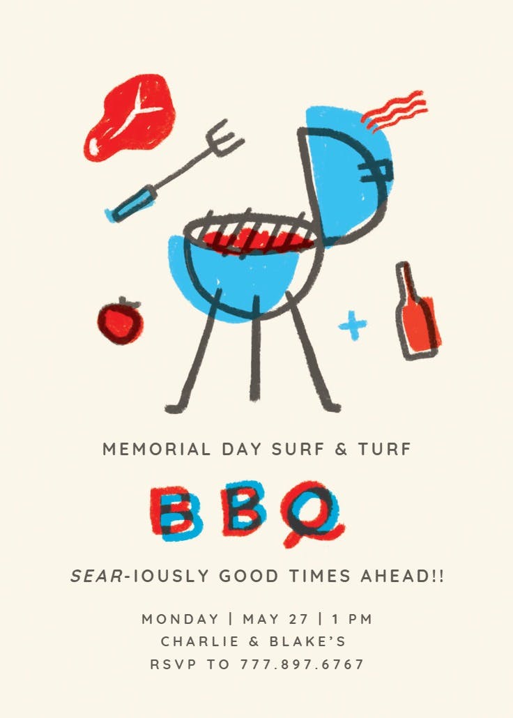 Retro bbq - memorial day invitation