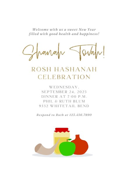 Rosh hashana seders - rosh hashanah invitation