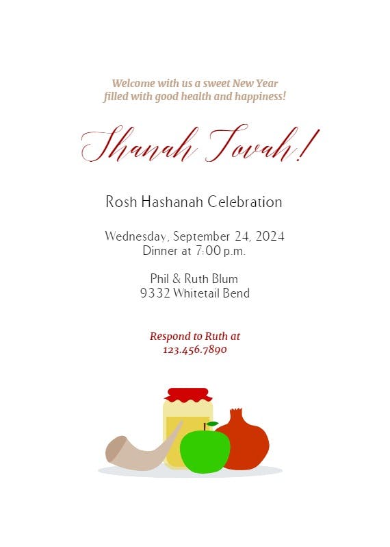Rosh hashana seders -  invitación para rosh hashanah
