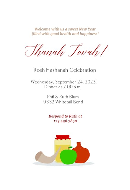 Rosh Hashana Seders - Rosh Hashanah Invitation