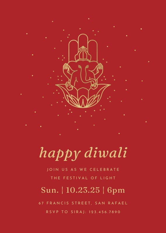 Shiny ganesh - invitación para el festival de diwali