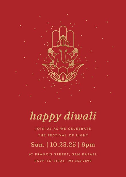 Shiny ganesh - diwali invitation