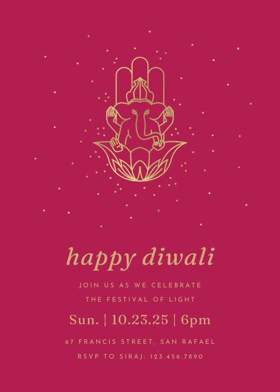Shiny ganesh - invitación para el festival de diwali