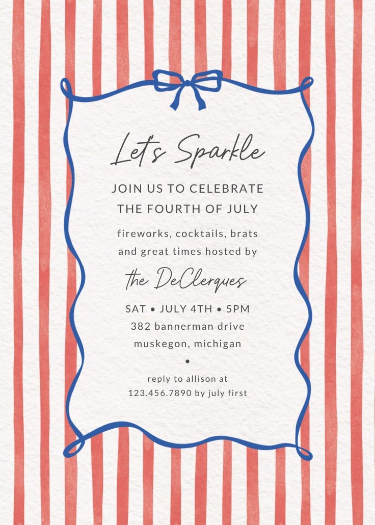 Simple duo tone - invitación para el 4 de julio