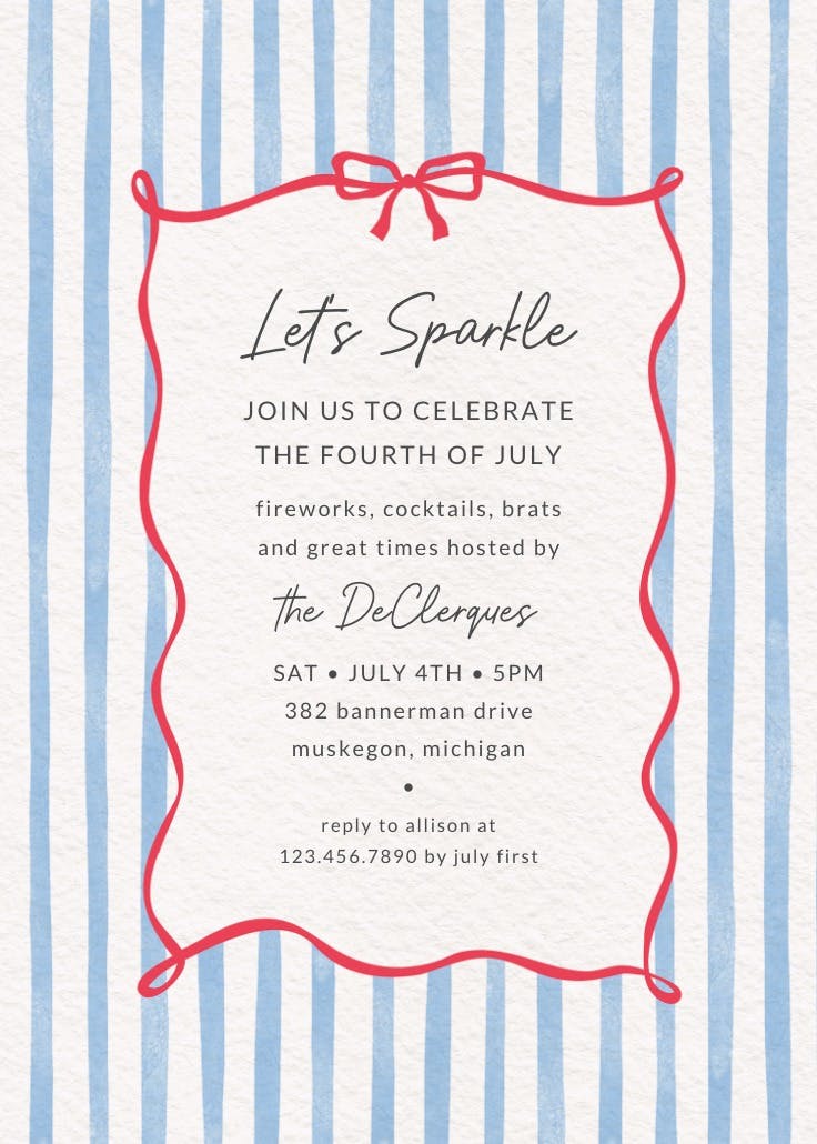 Simple duo tone - invitación para el 4 de julio