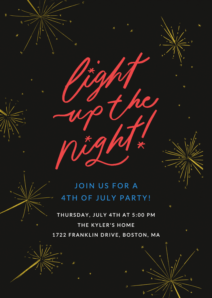 Sparklers - 4th of july invitation
