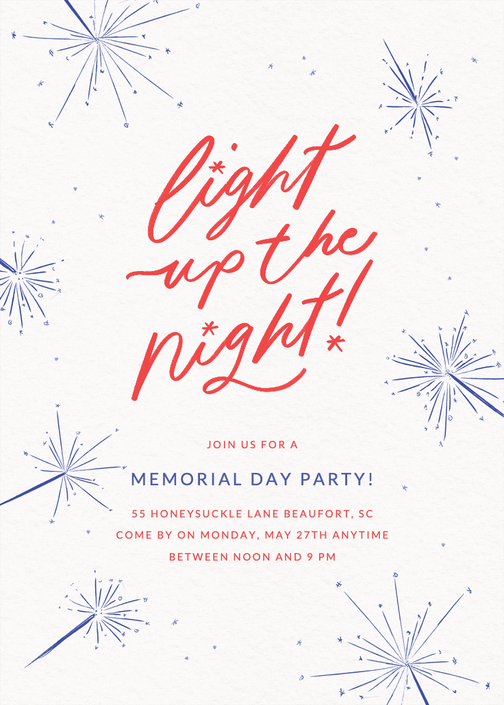 Sparklers - invitación del día conmemorativo