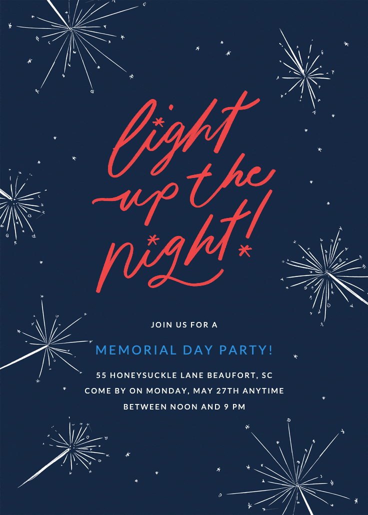 Sparklers - invitación del día conmemorativo