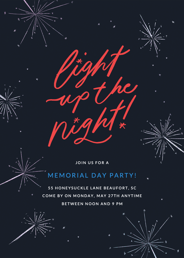 Sparklers - invitación del día conmemorativo