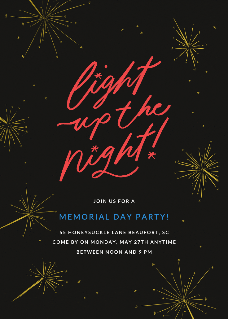 Sparklers - invitación del día conmemorativo