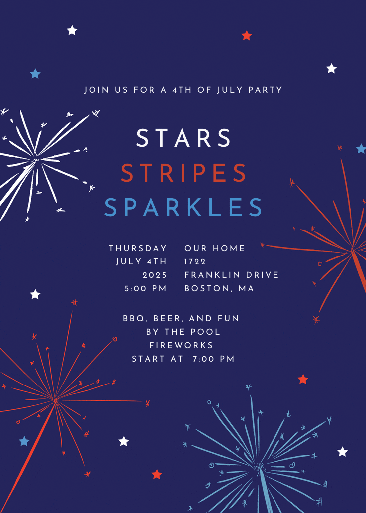Sparkling night - 4th of july invitation