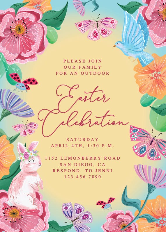 Spring colors - easter invitation