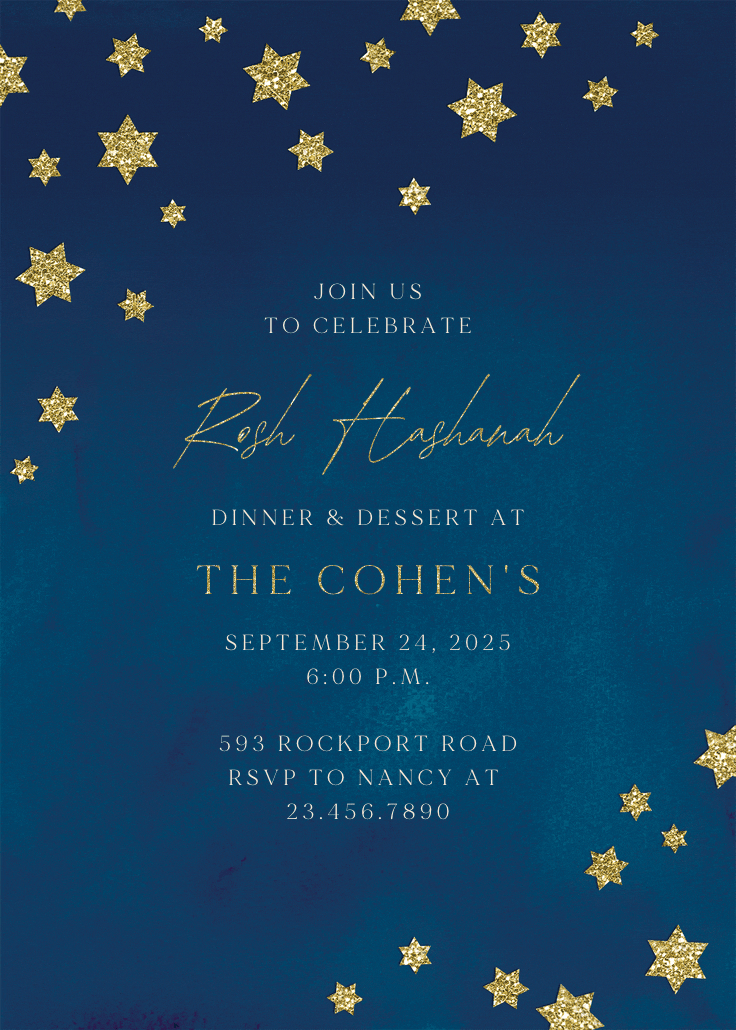 Stars of faith - rosh hashanah invitation