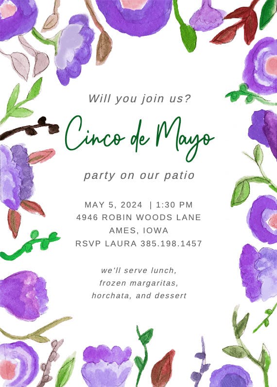 Surrounded by blooms - cinco de mayo invitation