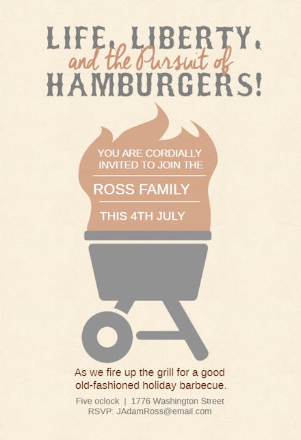 The Pursuit of Hamburgers - 4th of July Invitation