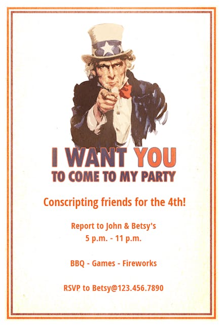 Uncle Sam - 4th of July Invitation
