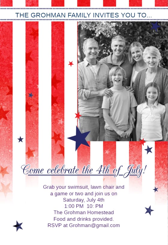 Us family - 4th of july invitation