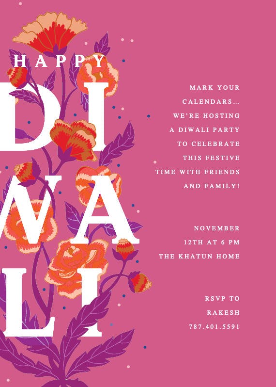 Vibrant festivities - diwali invitation