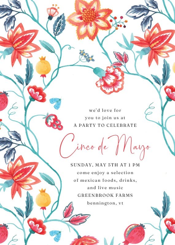 Vines & blooms - cinco de mayo invitation