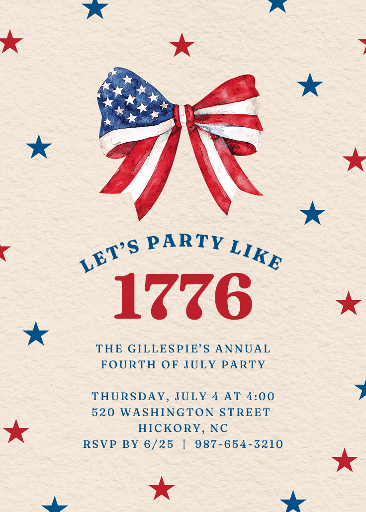 Vintage bow - 4th of july invitation