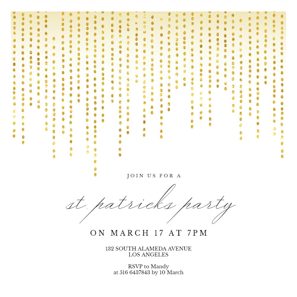 Waterfall dots - st. patricks day invitation