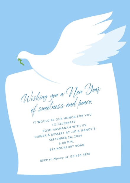 White pigeon - holidays invitation